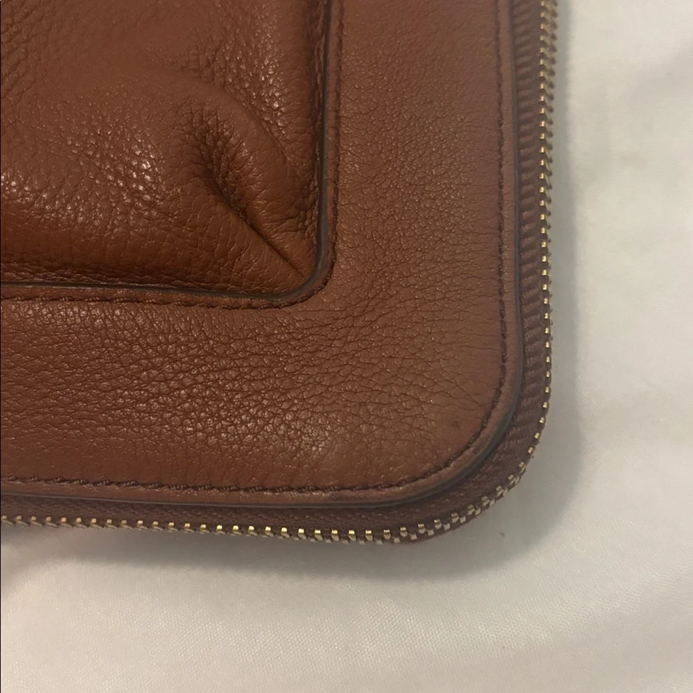 VTG Fossil Piper brown large crossbody shoulder bag pebbled leather zip bottom - Picture 16 of 16